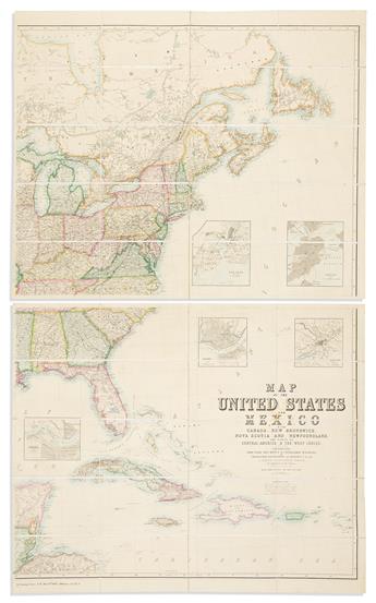 (UNITED STATES.) Henry Darwin Rodgers; and Alexander Keith Johnston. Map of the United States and Mexico with Canada,